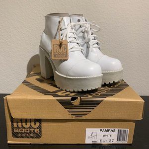 White Leather Boots - PAMPAS - Roc Boots Australia